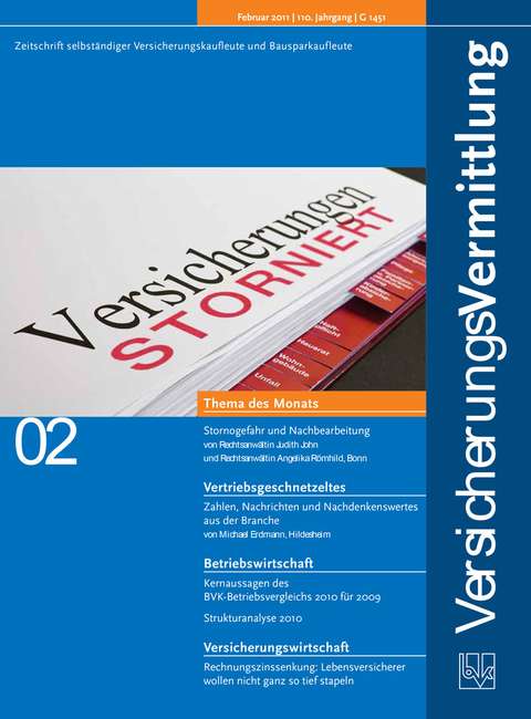 Cover der BVK Mitgliederzeitschrift VersicherungsVermittlung Ausgabe 2 | 2011