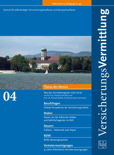 Cover der BVK Mitgliederzeitschrift VersicherungsVermittlung Ausgabe 4 | 2013