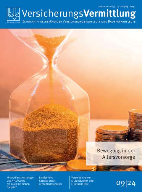 Cover der BVK Mitgliederzeitschrift VersicherungsVermittlung Ausgabe 9 | 2024