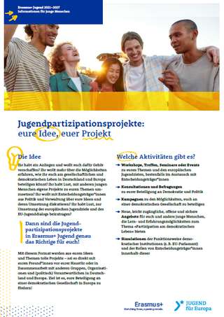 Factsheet zu Jugendpartizipationsprojekten in Erasmus+ Jugend für junge Menschen
