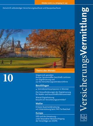 Cover der BVK Mitgliederzeitschrift VersicherungsVermittlung Ausgabe Oktober | 2016