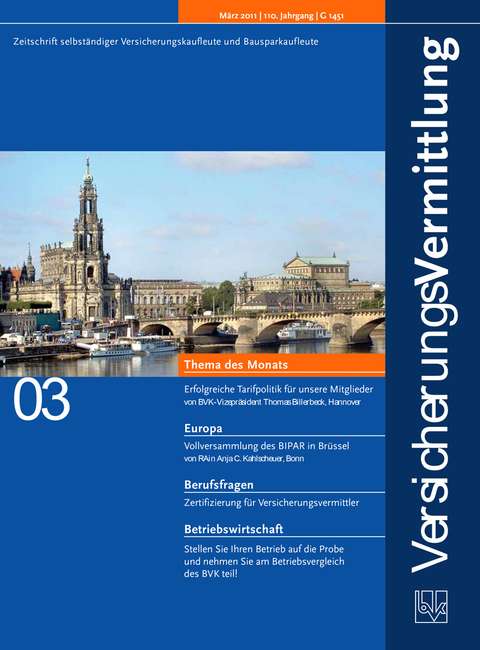 Cover der BVK Mitgliederzeitschrift VersicherungsVermittlung Ausgabe 3 | 2011