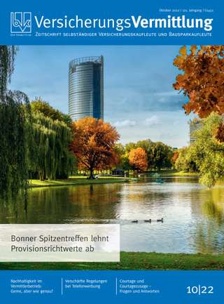 Cover der BVK Mitgliederzeitschrift VersicherungsVermittlung Ausgabe Oktober | 2022