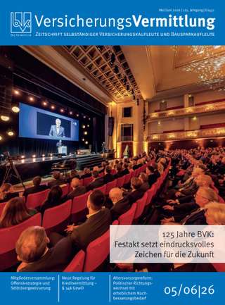 Cover der BVK Mitgliederzeitschrift VersicherungsVermittlung Ausgabe Mai/Juni | 2026