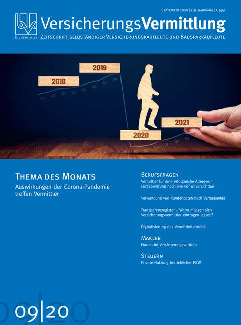 Cover der BVK Mitgliederzeitschrift VersicherungsVermittlung Ausgabe 9 | 2020